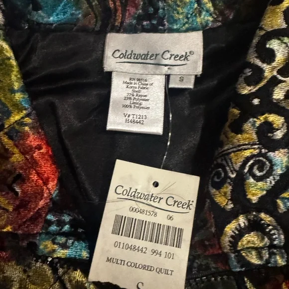 Coldwater Creek Quilted Patchwork Vest Multicolor Zip Front NWT Small - Picture 2 of 3